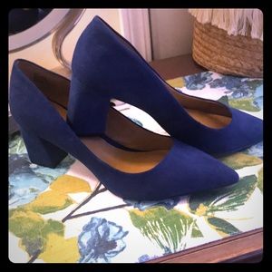 Brand New- Navy Blue Faux Suede 3” Heels